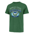 Front: Green tee, "Whalers" in green/blue gradient, with Whalers tail logo, "Hockey" on blue banner
