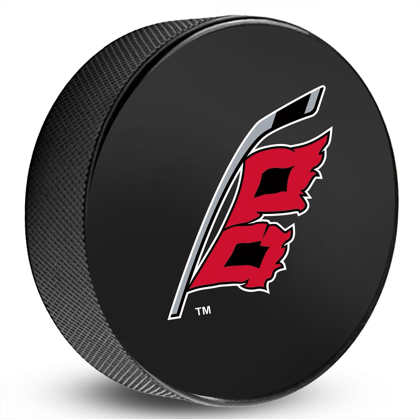 puck with Hurricanes flag logo on front