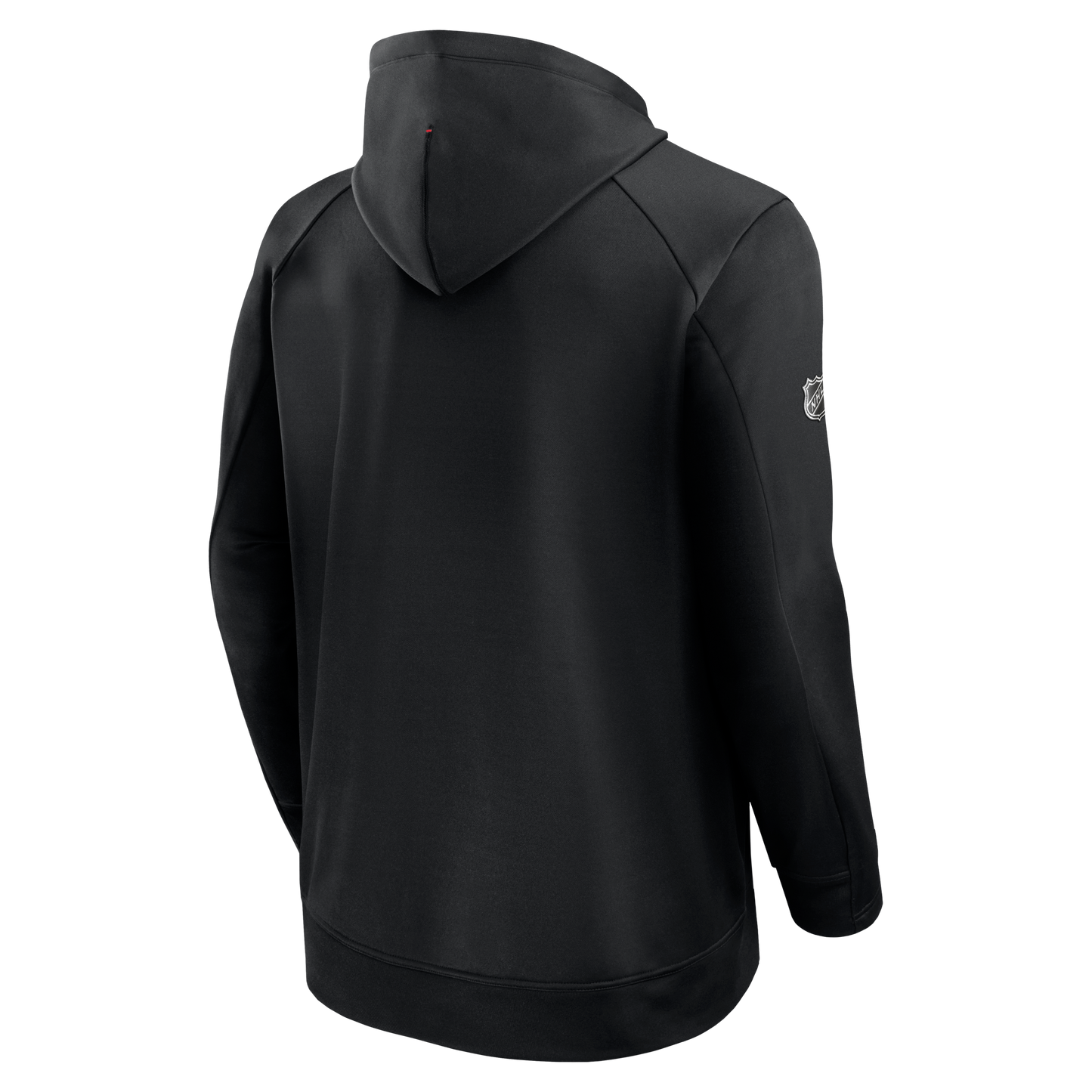 Back: Black hoodie with NHL shield on right sleeve