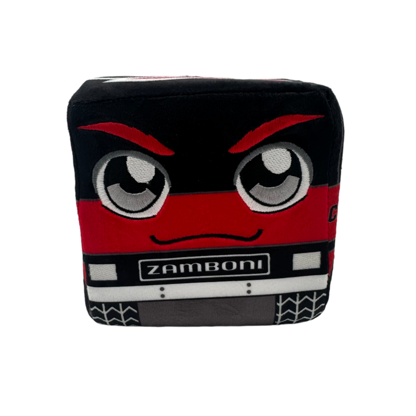 Front: Smiling face with eyebrows, "ZAMBONI" logo below mouth