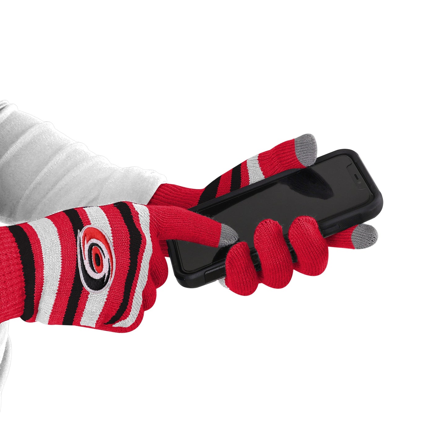 FOCO Hurricanes Acrylic Stripe Knit Gloves
