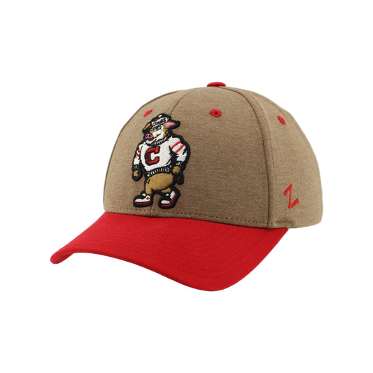 Front: Brown hat with red brim, 3D Vintage Stormy patch on front