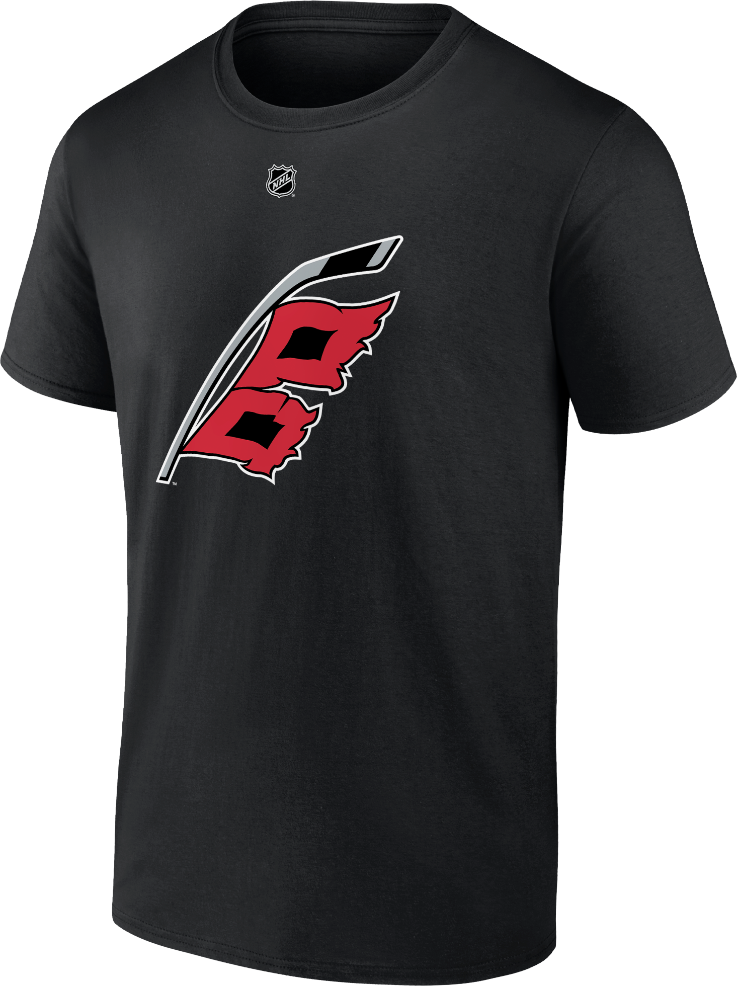 Front: Black tee with Flags logo on front, NHL logo below neck