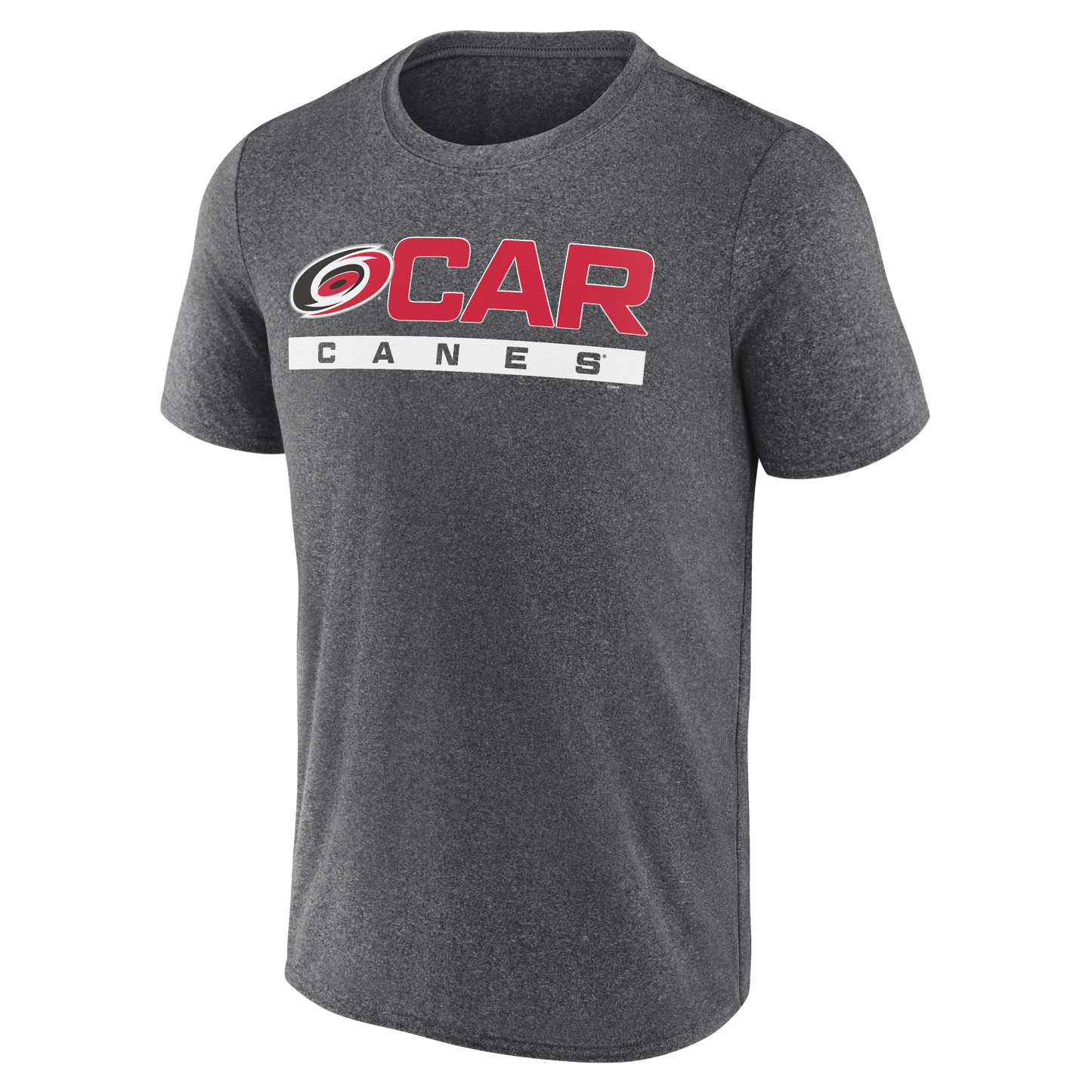 Gray tee that says CAR in red, CANES in white, with primary logo on front