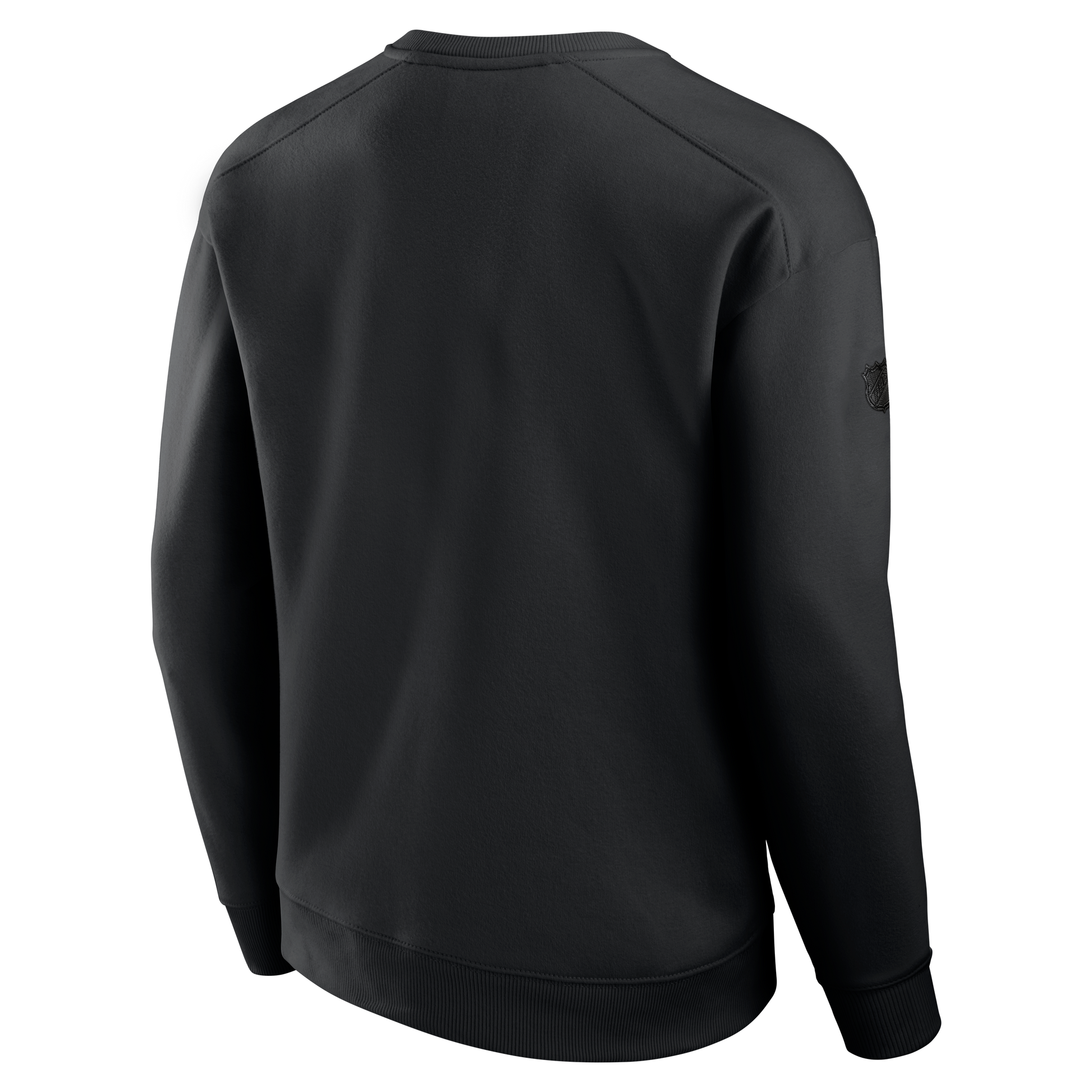 Back: Black crewneck with NHL shield logo on right sleeve