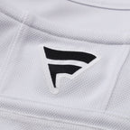 Close up of black Fanatics logo on back of neckline