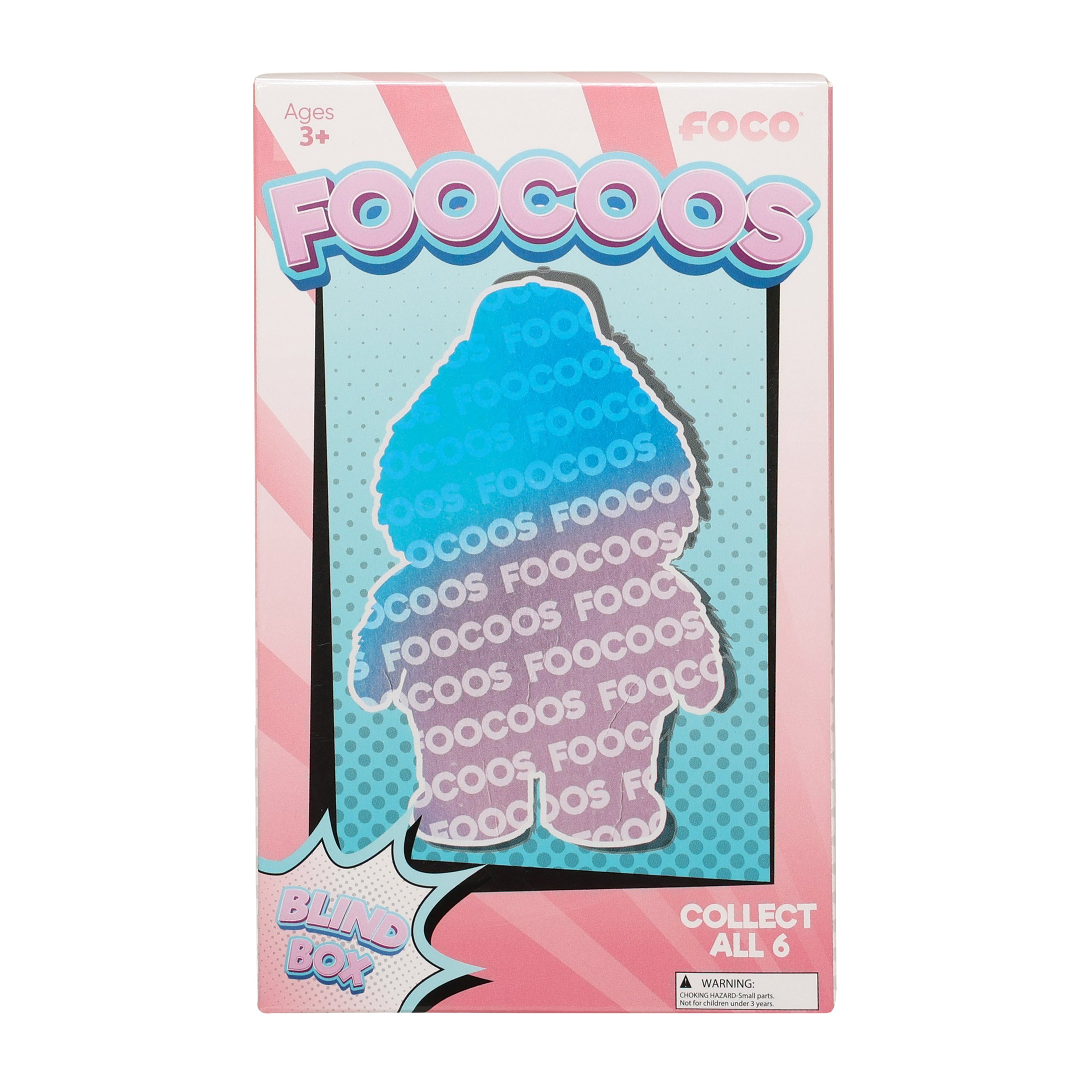 Packaging of the FOCO FOOCOOs blind box, featuring 6 possible FOOCOOs