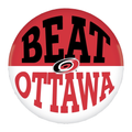 Red/white button; "BEAT" in black, "OTTAWA" in red, Primary logo between words