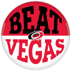 Red/white button; "BEAT" in black, "VEGAS" in red, Primary logo between words