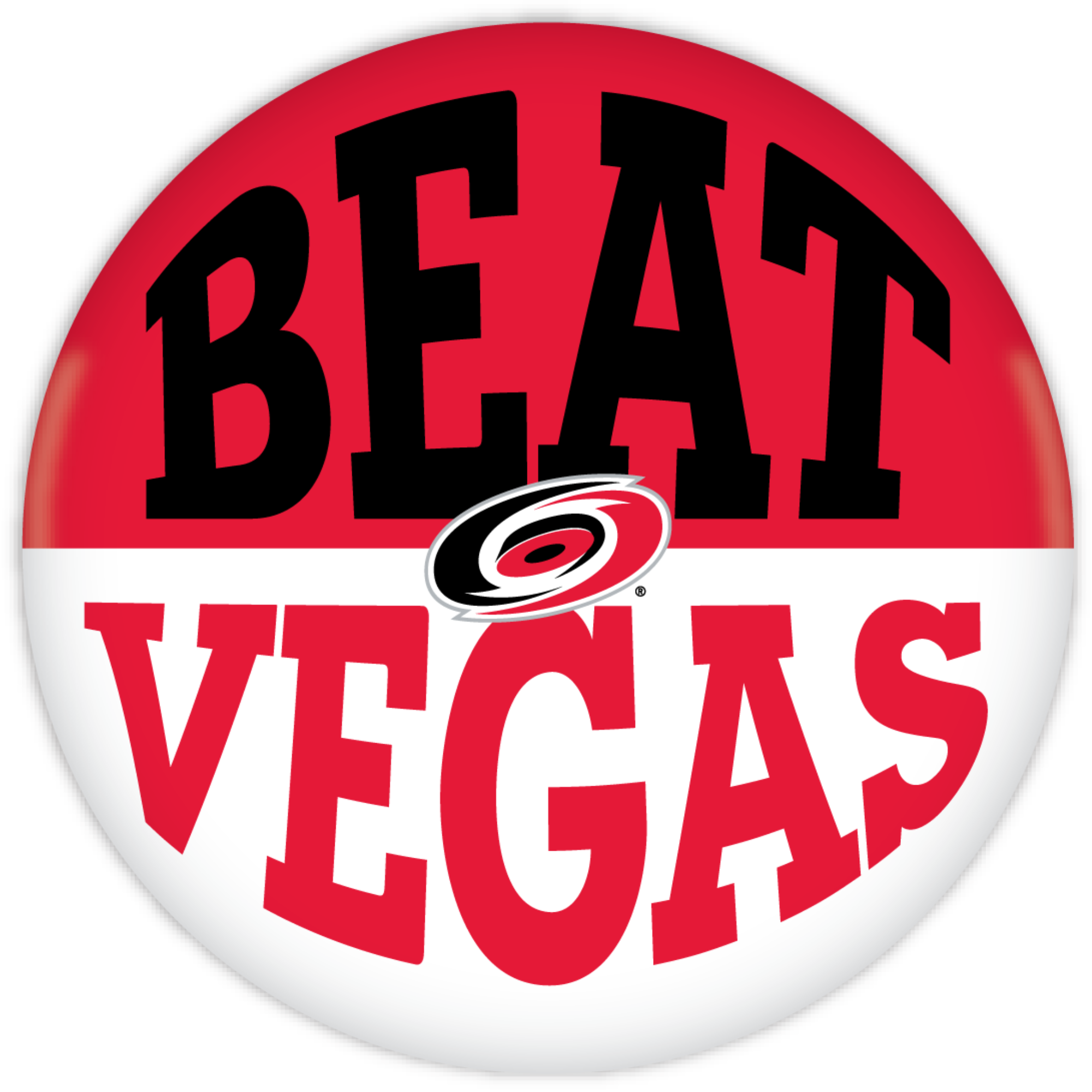Red/white button; "BEAT" in black, "VEGAS" in red, Primary logo between words