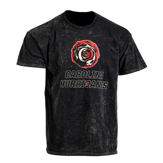 Black tee with Black Excellence rose and Carolina Hurricanes wordmark