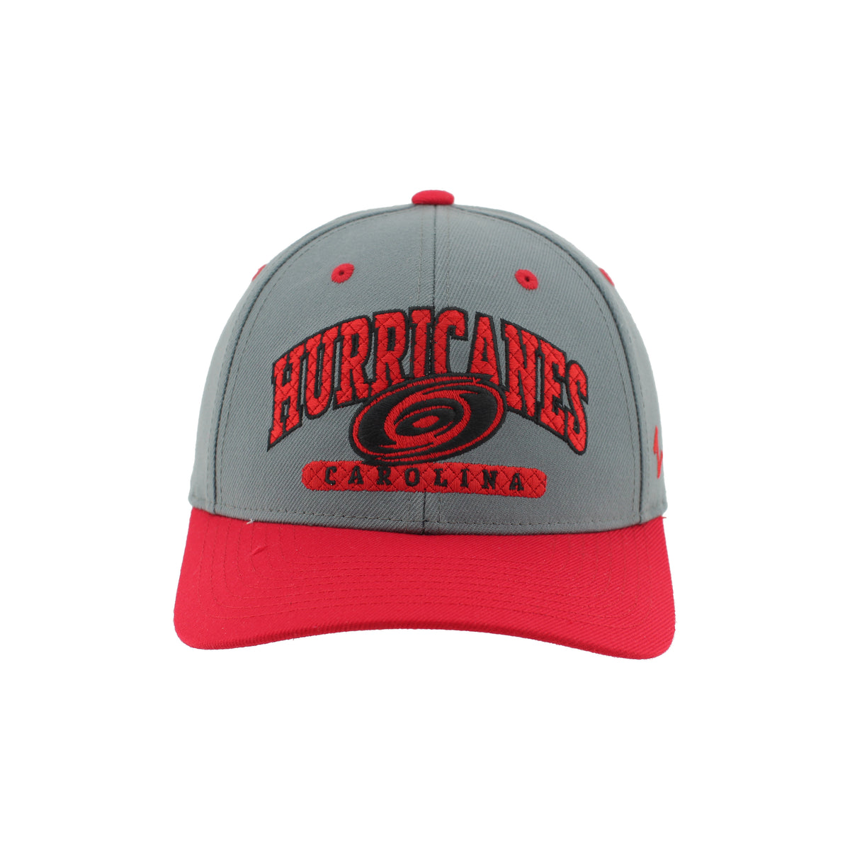Front: "HURRICANES" arched, Tonal Primary logo beneath, & "CAROLINA" in oval, all in red/black