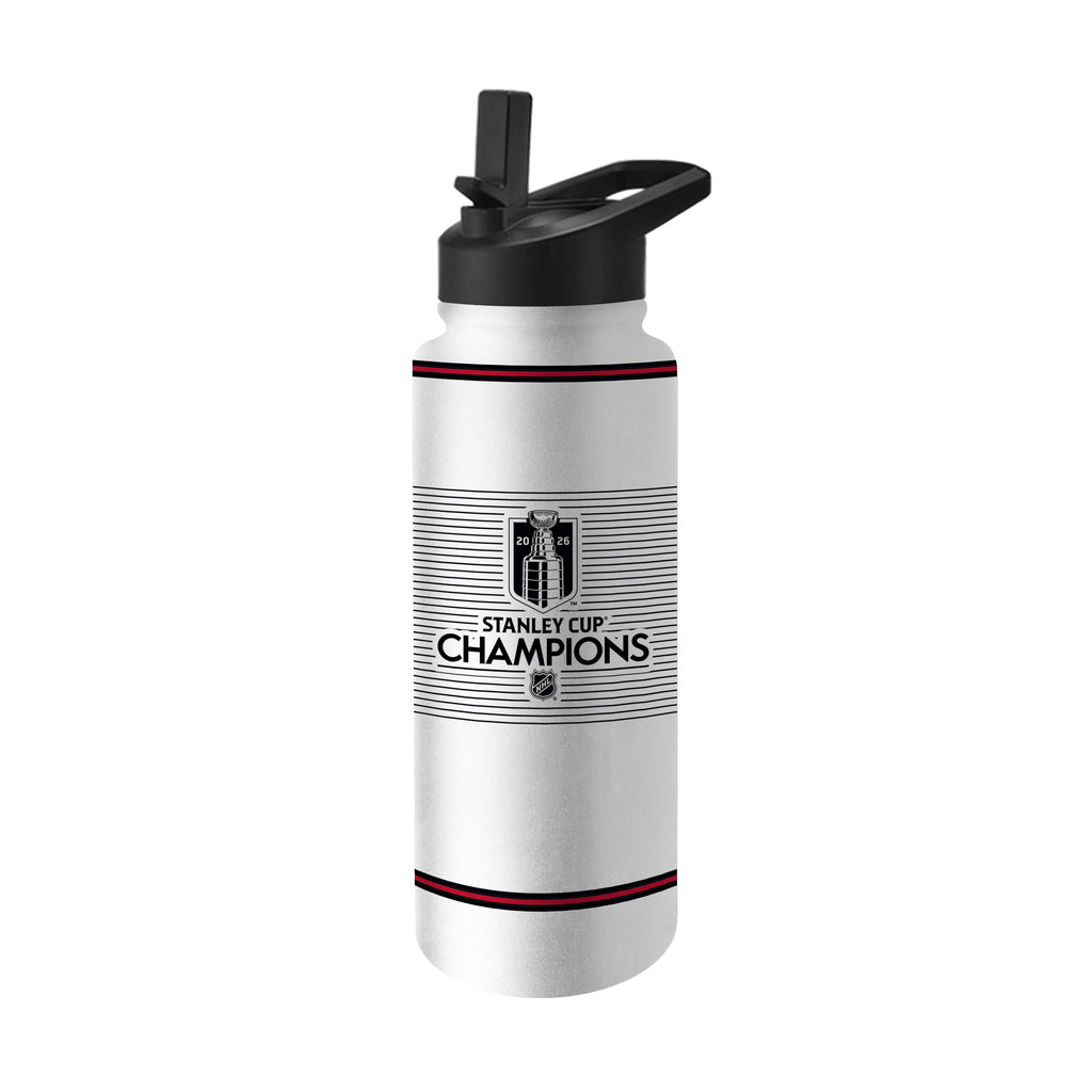 Back: 2026 NHL Stanley Cup Champions logo on top of black stripes