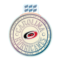 Cream-colored circular sticker, faded design, "CAROLINA HURRICANES" with Primary logo