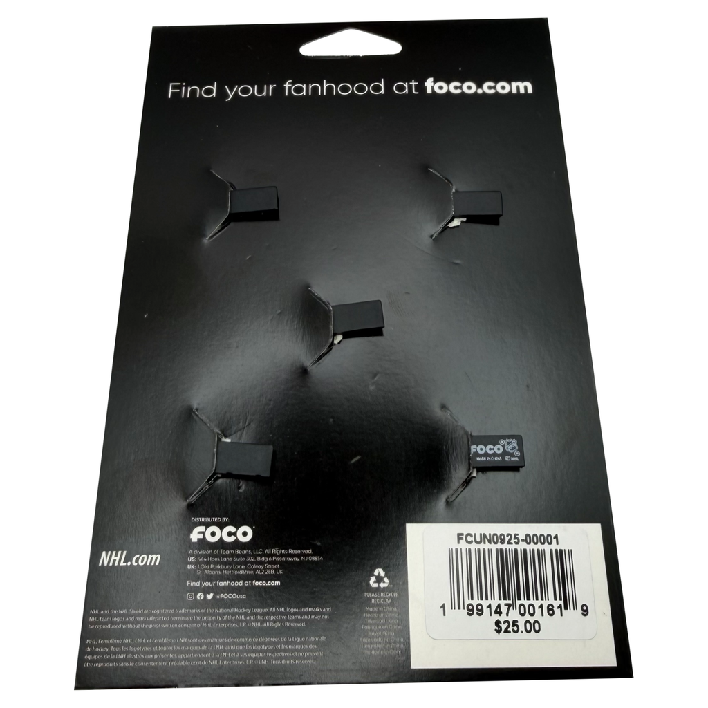 Back of the packaging, showing the unique backing of the clog charms