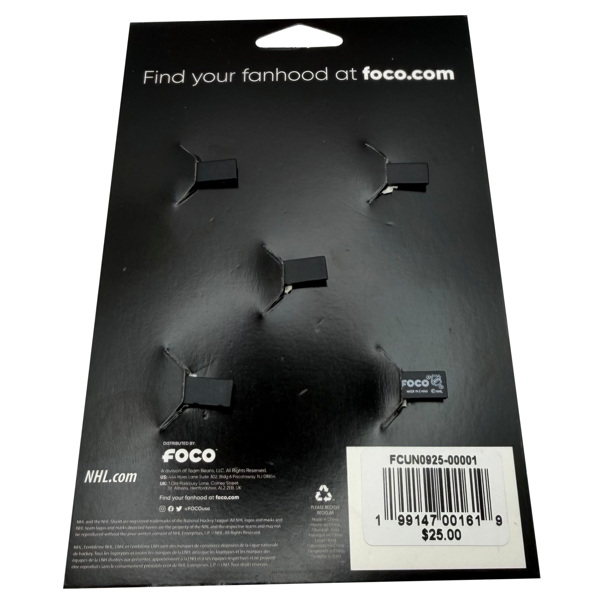 Back of the packaging, showing the unique backing of the clog charms