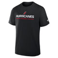 Front: Black tee, "Hurricanes Hockey" in white and red with Flags logo across chest