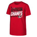 Front: "2026 Metropolitan Division Champs Hurricanes" in red/black with Primary logo, Stanley Cup Playoffs logo