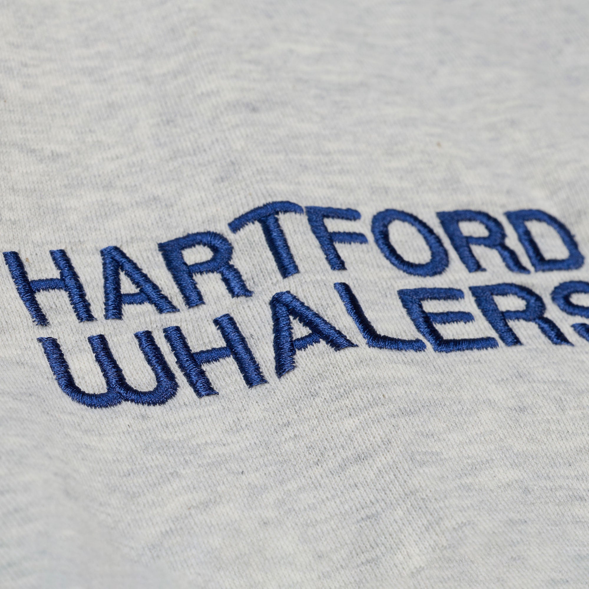 Close up of the "HARTFORD WHALERS" on the right sleeve