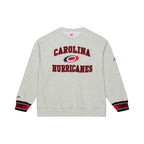 Front: Gray crewneck, "CAROLINA HURRICANES" on front in red/black with Primary logo