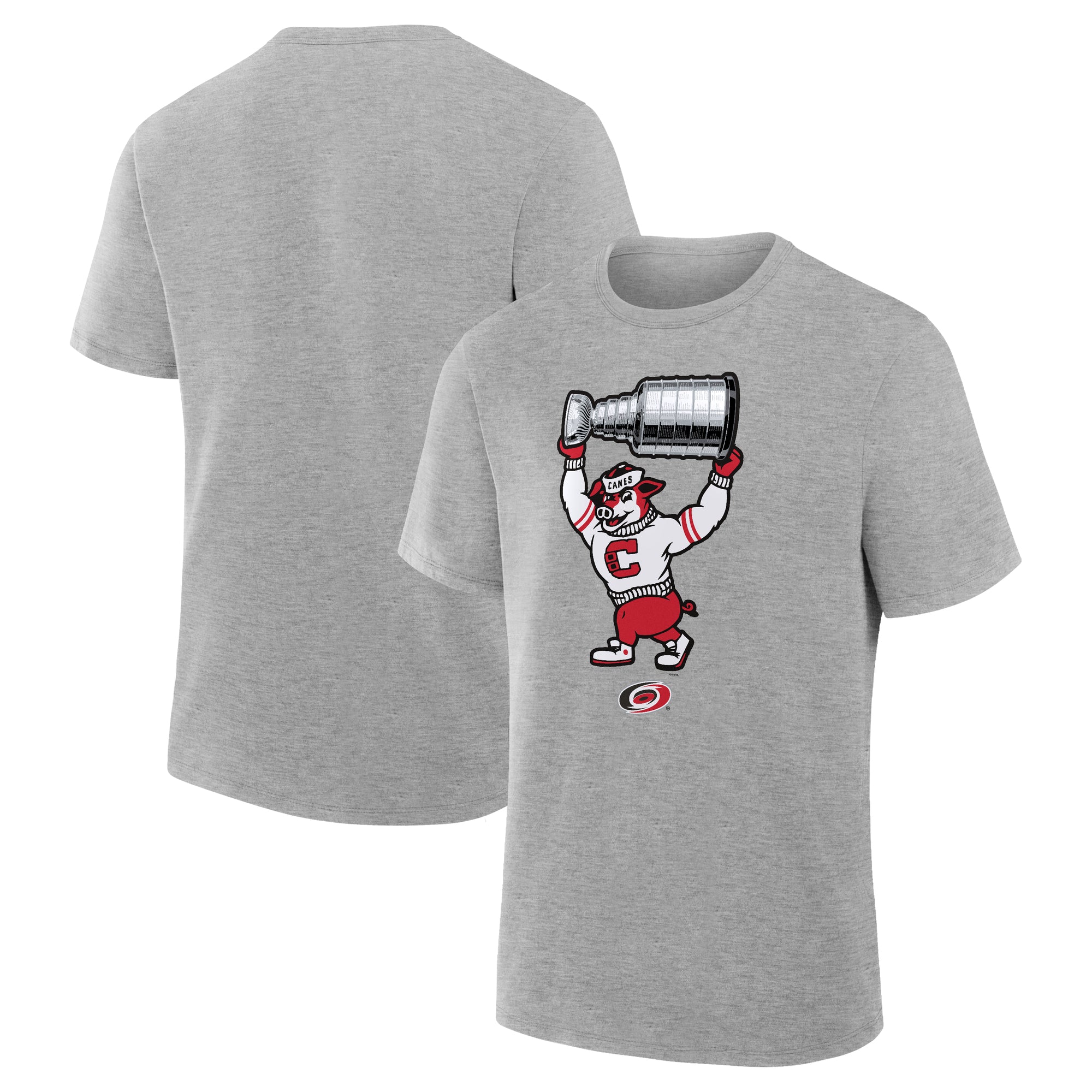 Front/Back: Grey tee, Struttin' Stormy hoisting the Stanley Cup on front