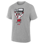 Front: Struttin' Stormy hoisitng the Stanley Cup above his head, Primary logo below Stormy