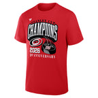 Front: "STANLEY CUP CHAMPIONS 2026 20th Anniversary" in black/white/silver with art of puck- says "Feels like '06"
