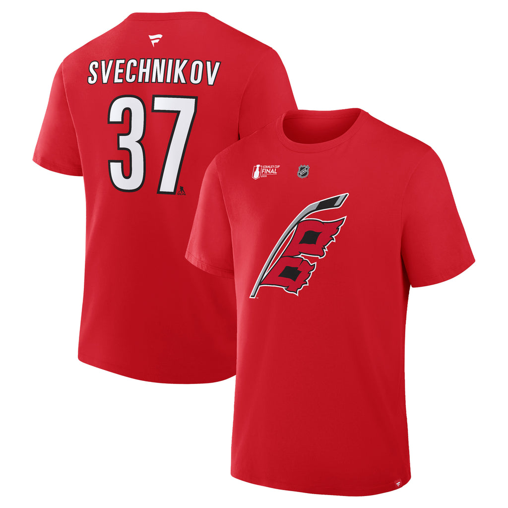 Front/Back: Red tee, Flags logo on front, "SVECHNIKOV 37" on back in white/black