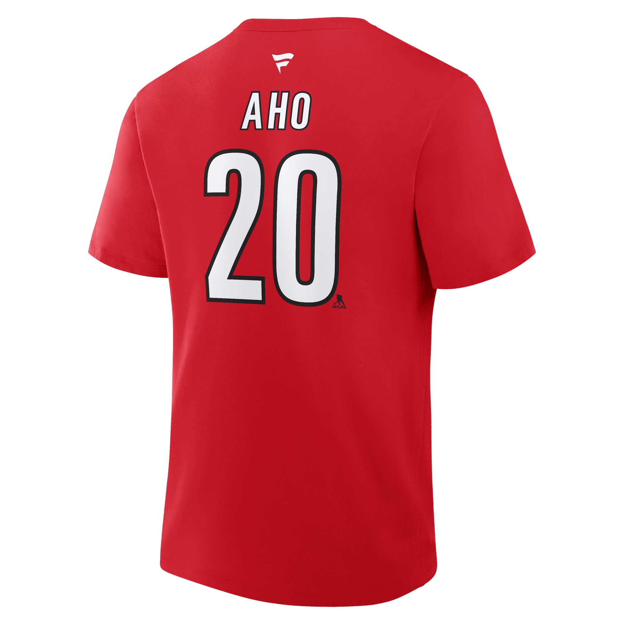 Back: white Fanatics logo at neck, "AHO 20"  below in white with black outline