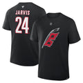 Front & Back: Black tee, Flags logo on front, "JARVIS 24" in white and red on back
