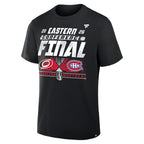 Front: Matchup tee of Hurricanes/Canadians, "EASTERN CONFERENCE FINAL 2026" in white/silver