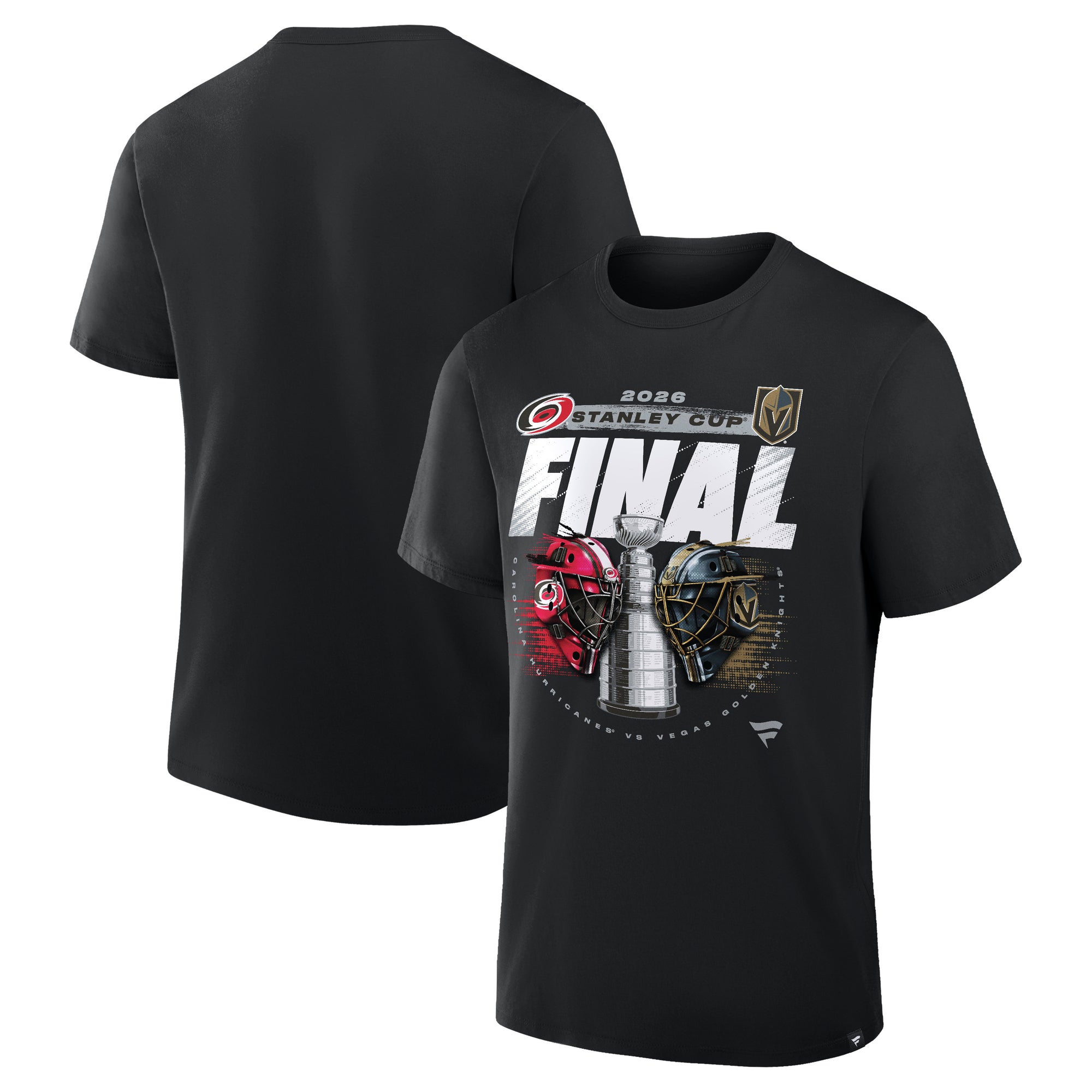 Front/Back: Black tee, Hurricanes/Golden Knights Stanley Cup Final matchup art on front