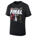Front: Matchup art featuring Hurricanes/Golden Knights goalie masks; "2026 Stanley Cup Final"