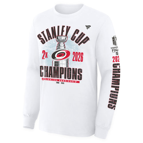 Front: "STANLEY CUP CHAMPIONS" on front in black, "2x 2026" in red with Primary logo/Stanley Cup,