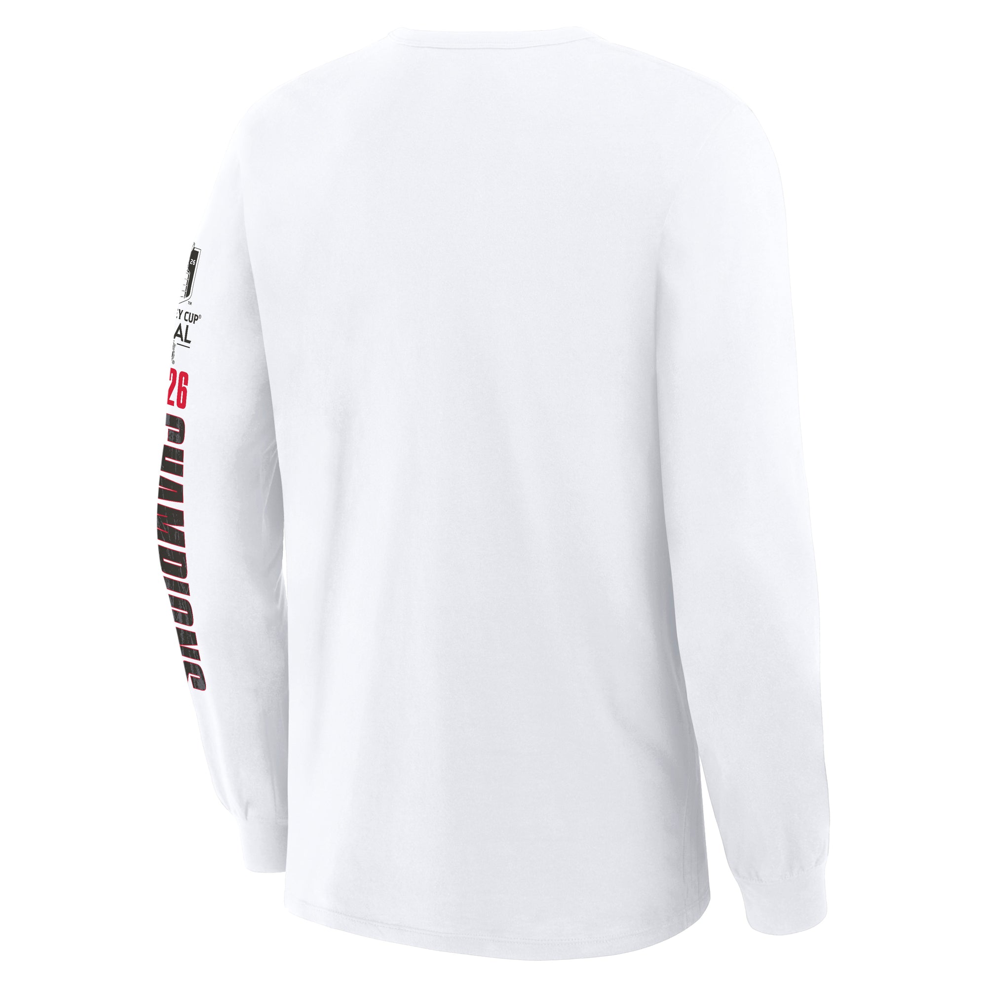 Back: White longsleeve tee, no design on back, "2026 CHAMPIONS" down left sleeve with SCF logo