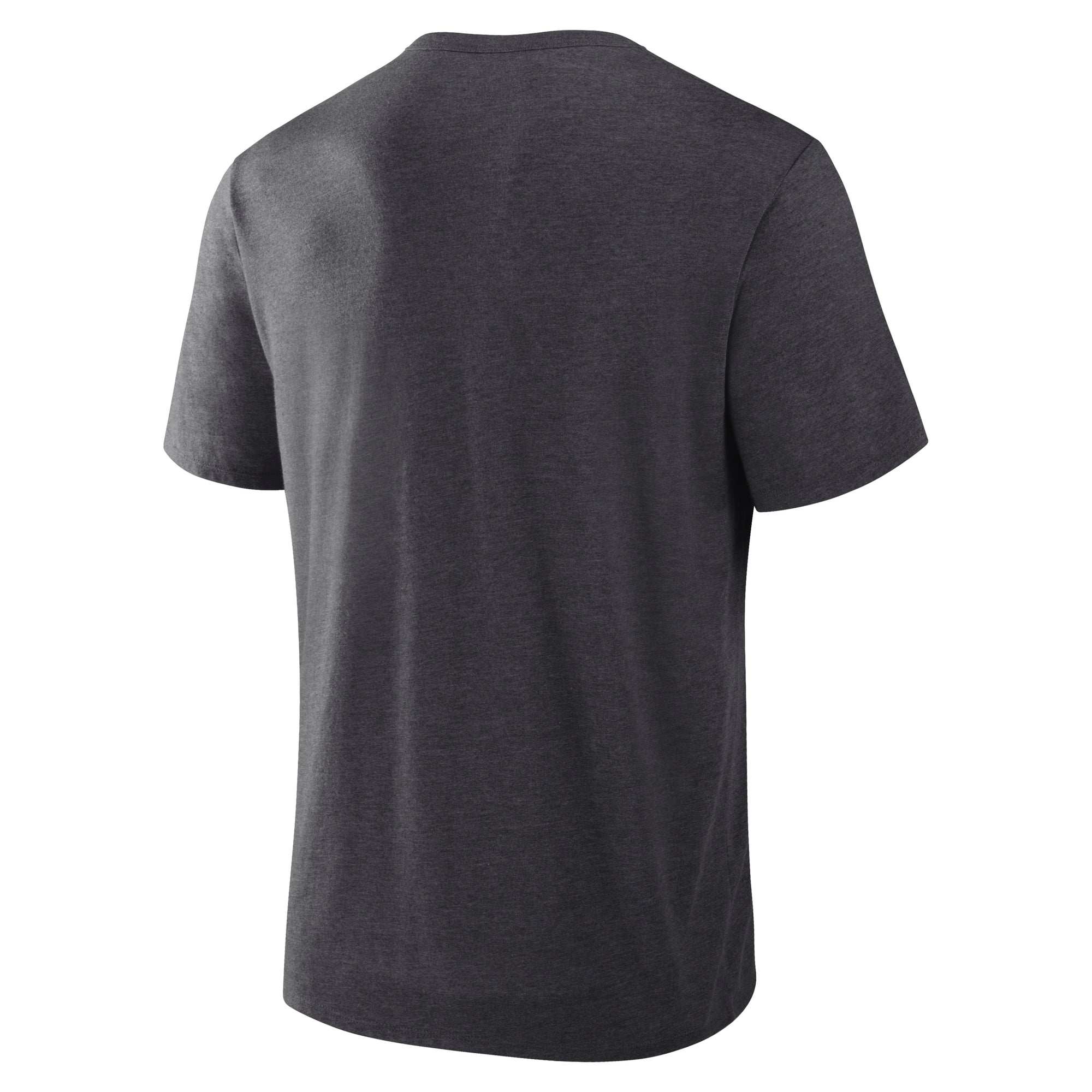 Back: Dark grey tee, no design on back