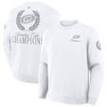 Front/Back: White fleece crew with Stanley Cup Champions art on front and back