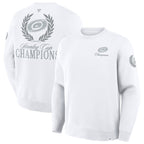 Front/Back: White fleece crew with Stanley Cup Champions art on front and back