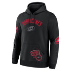 Front: "HURRICANES" in red arched on front with silver Primary logo, elevated artwork on front pocket