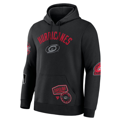 Front: "HURRICANES" in red arched on front with silver Primary logo, elevated artwork on front pocket