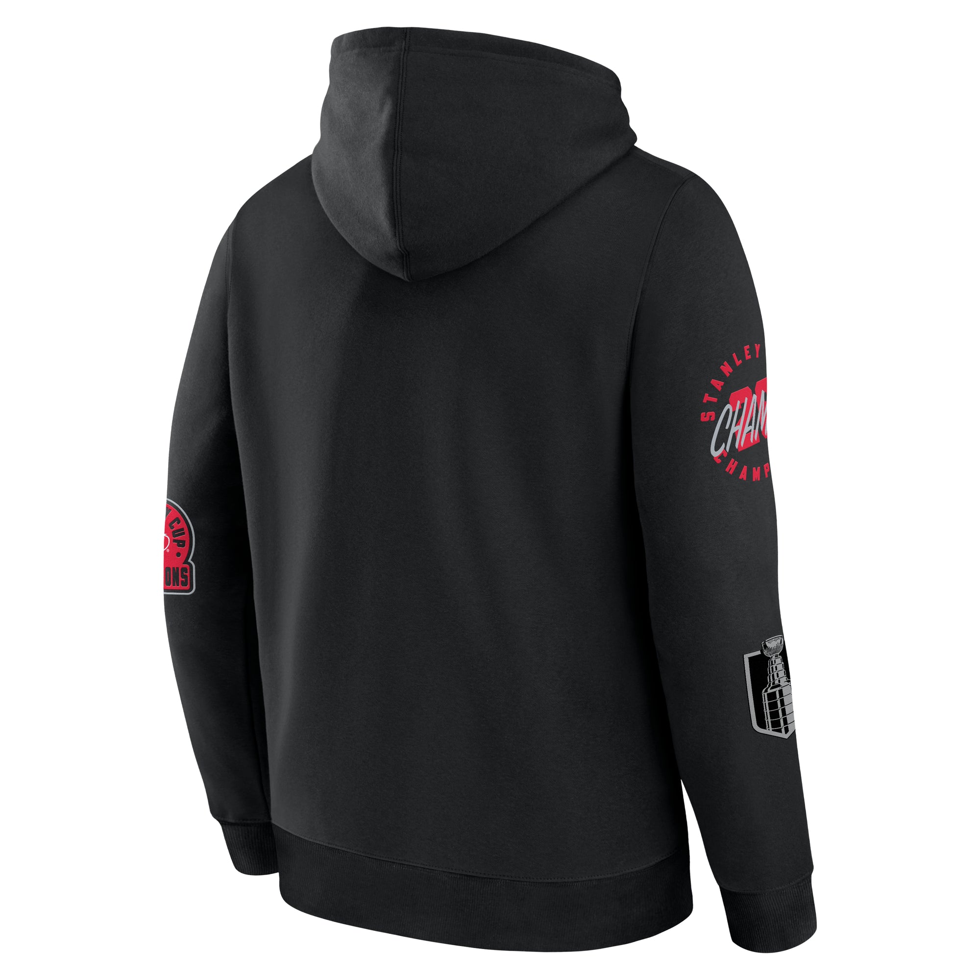 Back: Black hoodie, various elevated art on both left and right sleeves