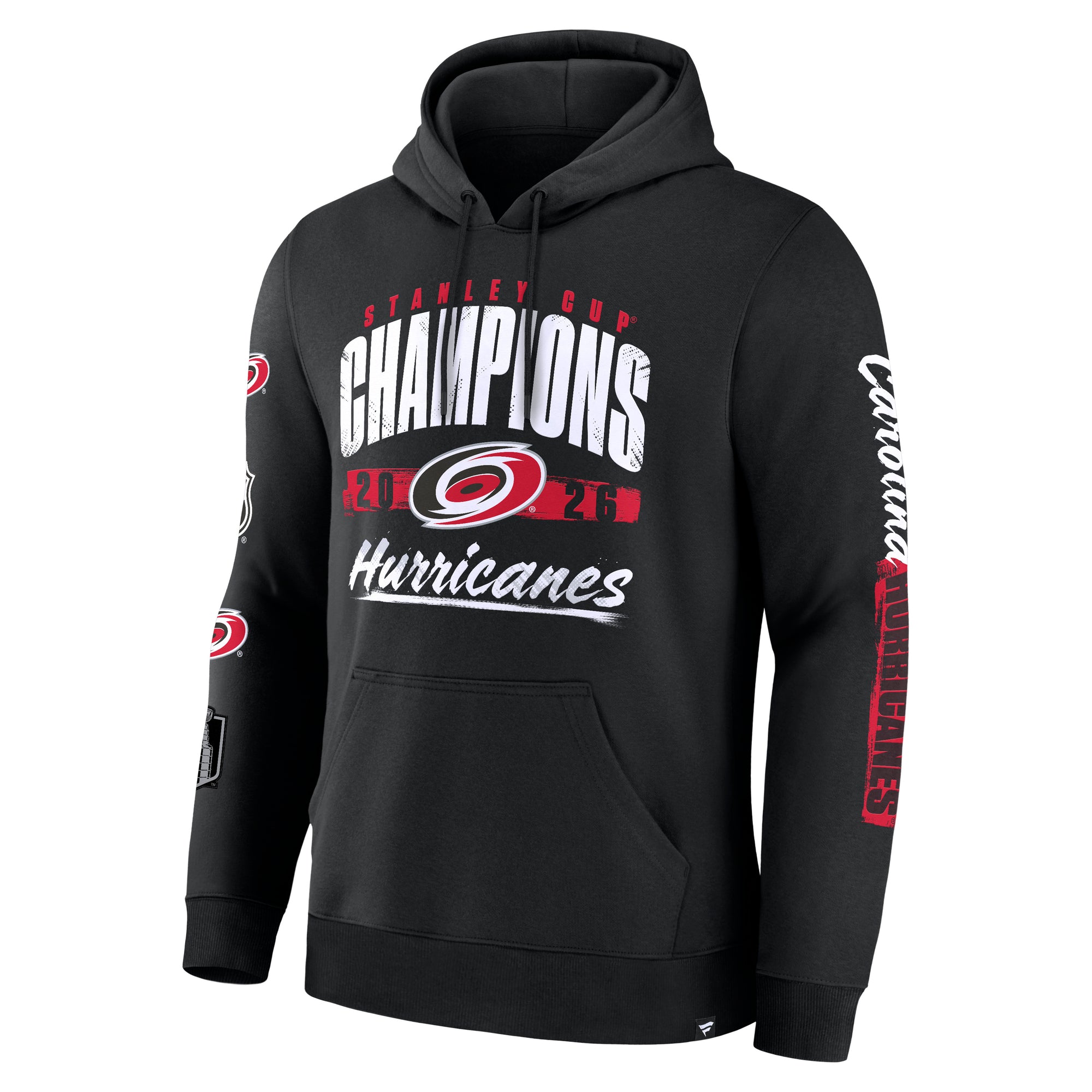 Front: "Stanley Cup Champions Hurricanes 2026" with Primary logo on front, artwork on sleeves