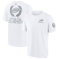 Front/Back: White tee with Stanley Cup Champions art on front and back
