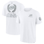 Front/Back: White tee with Stanley Cup Champions art on front and back