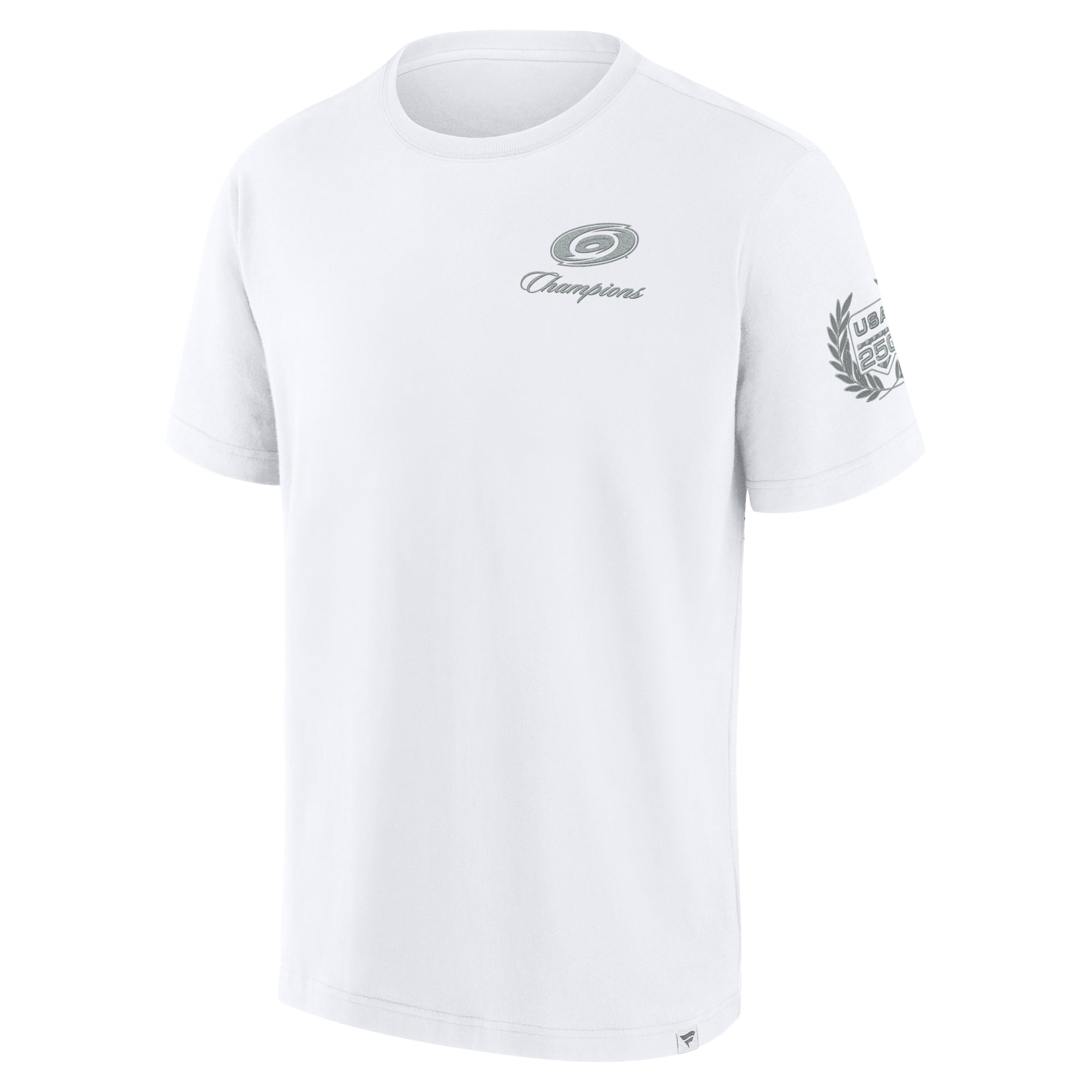Front: silver Primary logo with "Champions" in script on left chest