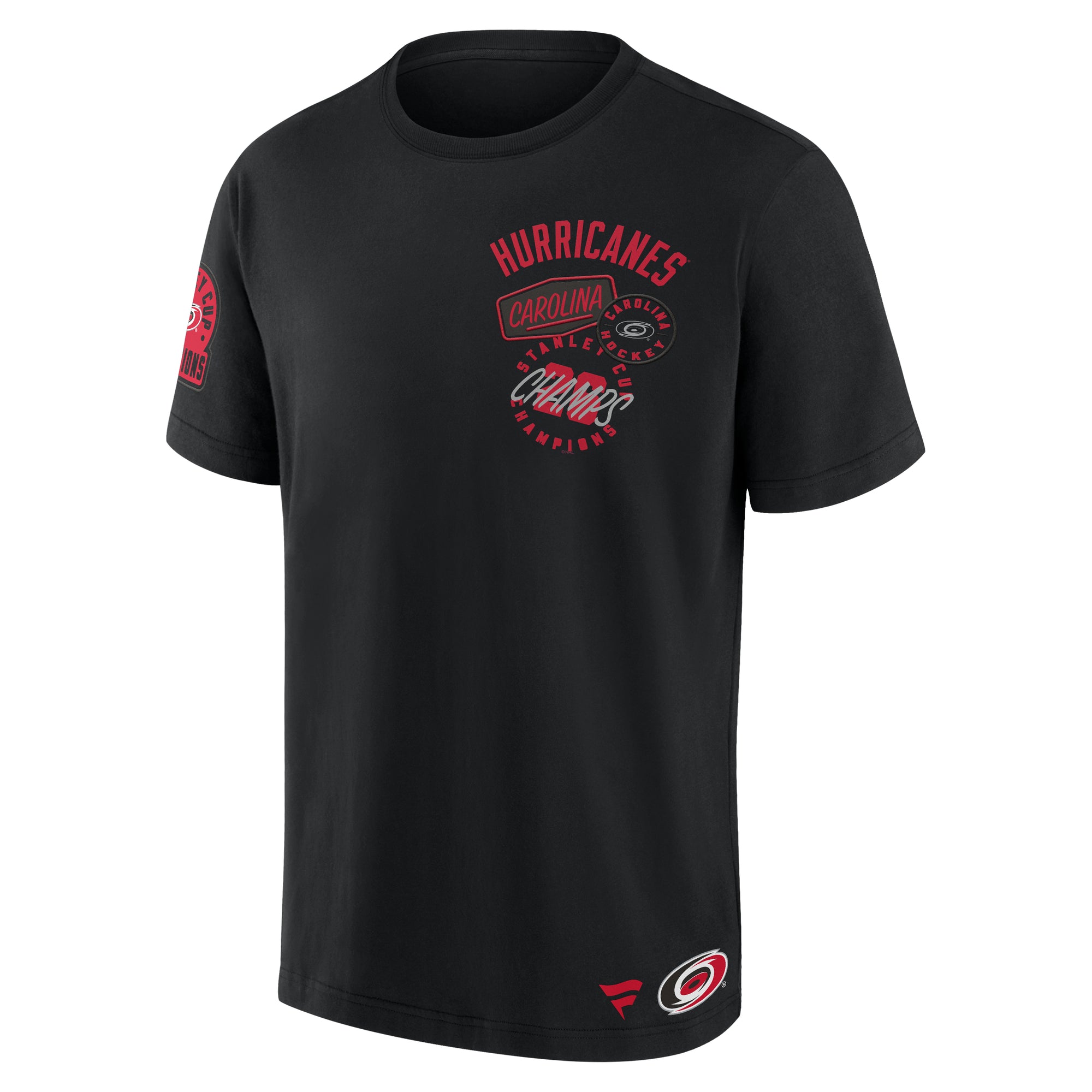 Front: Various red & grey elevated Hurricanes artwork on left chest, Primary logo on left waist