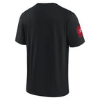 Back: Black tee, no design on back, red Stanley Cup Champions art on right sleeve