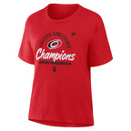 Front: Red tee, "Eastern Conference Champions" in red/black with Primary logo in center of wording