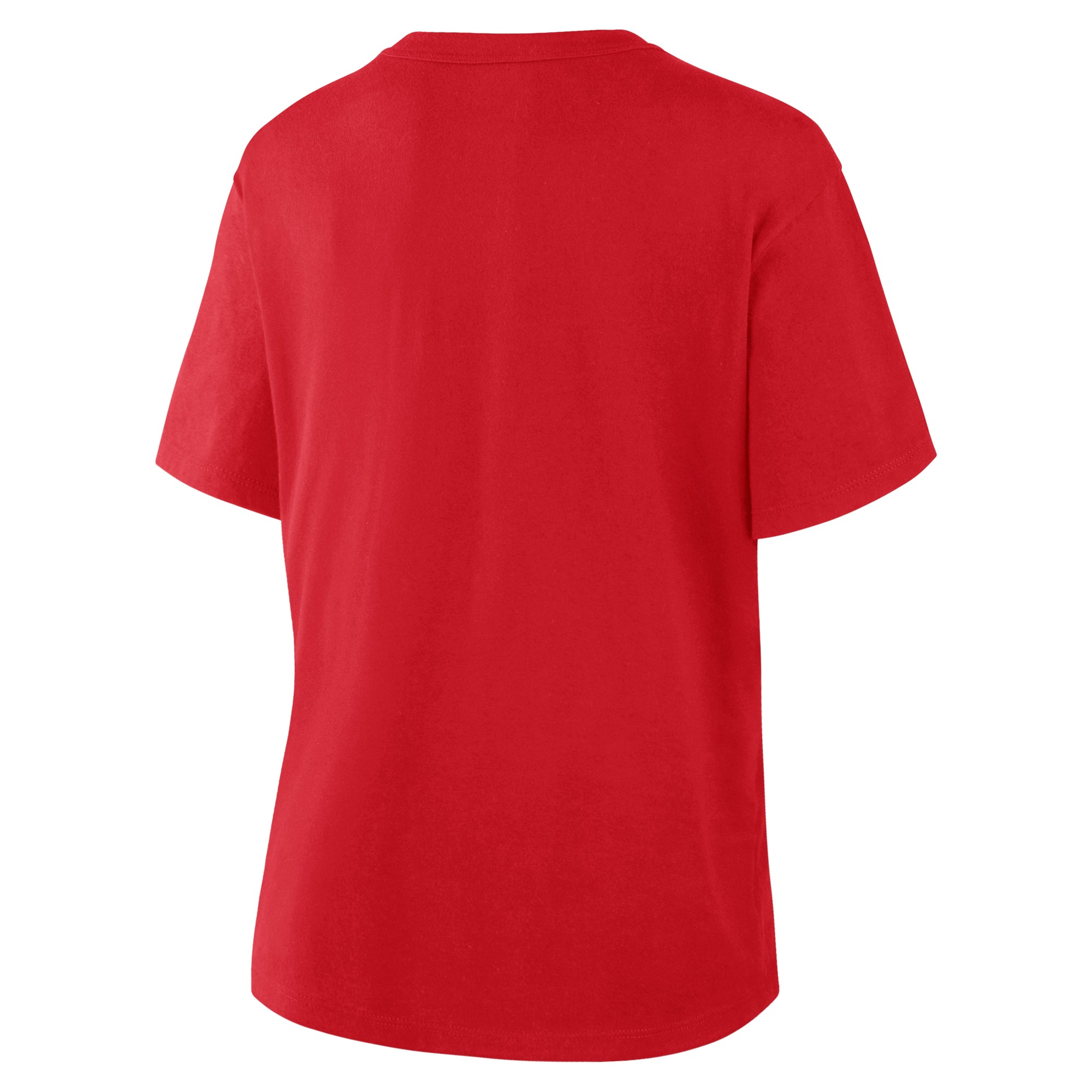 Back: Red tee, no design on back