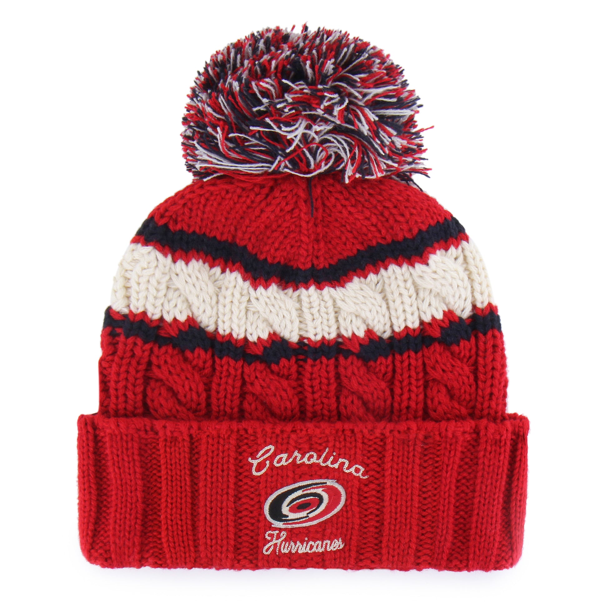 "Carolina Hurricanes" in cursive with Primary logo on cuff